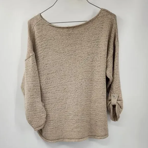 Chico's Tan 3/4 Sleeve Sweater Womens Size Large L (Chico's Size 1) - Picture 2 of 4